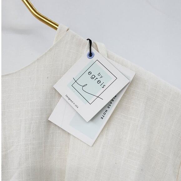 New NWT By Egreis Lila Dress Large White Side Cut-Out Linen - Picture 11 of 15